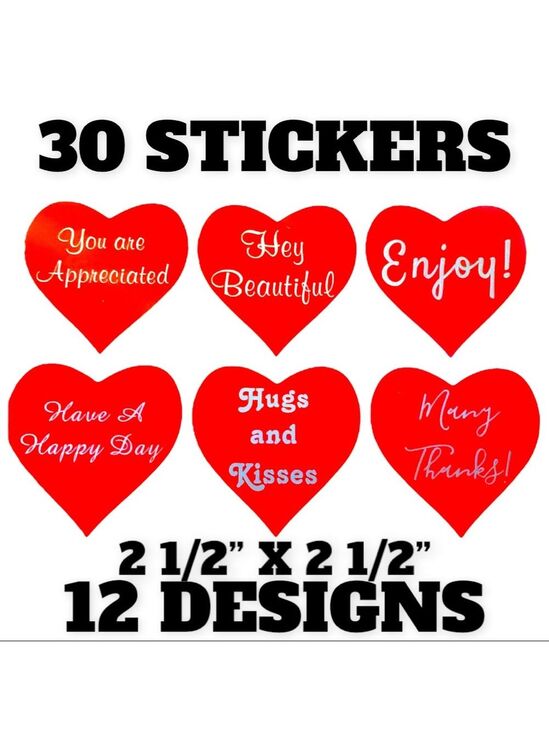 Other - 30 Heart Stickers 2 1/2” X 1 1/2” PRICE IS FIRM